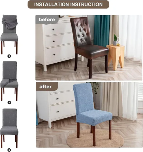 Vista 87 de Fundas impermeables para sillas de comedor, fundas elásticas para sillas Parsons, para comedor, cocina, funda protectora para silla de comedor