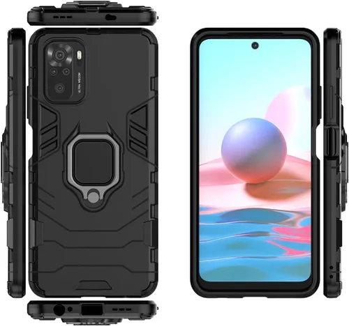 Vista 3 de MaiJin Compatible con Xiaomi Mi Redmi Note 10, Redmi Note 10S, soporte de anillo de metal a prueba de golpes
