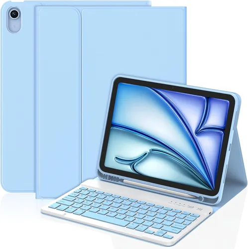 Vista 12 de KBCASE Funda para iPad Air de 11 pulgadas (M3/M2) 2025/2024 con Teclado, Funda de Teclado para iPad Air 5ª/4ª generación/para iPad Pro 11 2018