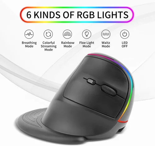 Vista 4 de Greshare Mouse inalámbrico, 2.4 G, mouse óptico ergonómico vertical inalámbrico, 800120016002400 DPI, 5 botones para laptop, escritorio, PC