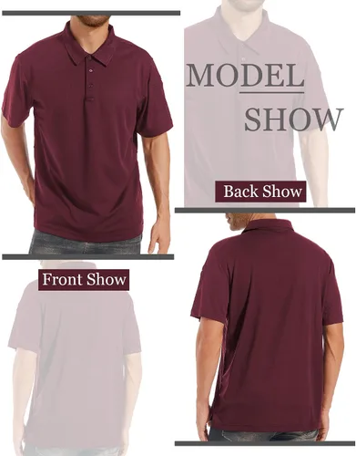 Vista 3 de Cityork Polo para hombre, manga corta, táctica, de secado rápido, informal, con cuello