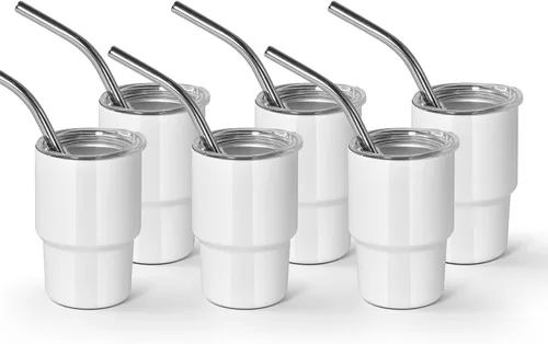 Vista 9 de AGH vaso de chupito de 3 oz, mini vaso con popote y tapa, vasos de chupito de acero inoxidable mate de colores, vasos con aislamiento al vacío