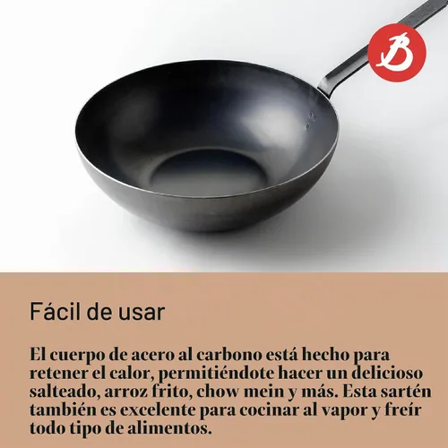 Vista 5 de de Buyer - Wok Pan de acero al carbono azul de 0.079 in de grosor - ACCESO
