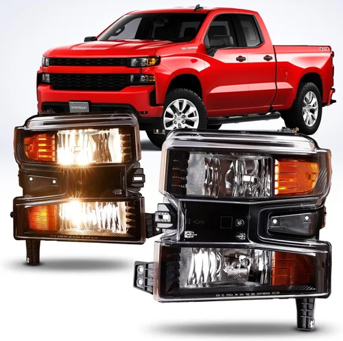 Vista 9 de Conjunto de faros delanteros del lado del conductor para Chevy 2019 2020 2021 Silverado 1500, 2022 Chevrolet Silverado 1500 LTD solamente, faros