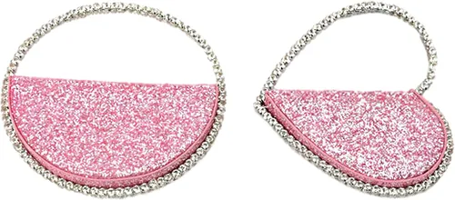Vista 5 de Mini corazón forma redonda Rhinestone embrague bolso bolso marco diamante brillo lentejuelas brillantes bolso de noche boda fiesta