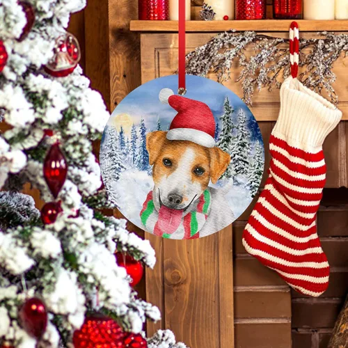 Vista 5 de Jack Russell Terrier - Adorno de Navidad para perro, adorno de Navidad para árbol de Navidad, adorno colgante para cachorro, adorno de cerámica