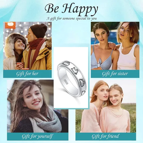 Vista 7 de Anillos giratorios de plata de ley S925 para ansiedad, preocupación, aliviar el aburrimiento, TDAH, autismo, banda para mujeres y adolescentes