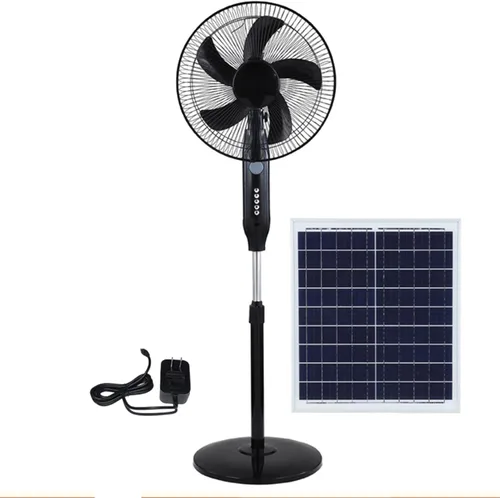 Vista 9 de Ventilador con energía solar, ventilador de pedestal ajustable oscilante con paneles solares, ventilador móvil recargable con luz nocturna LED Blanco