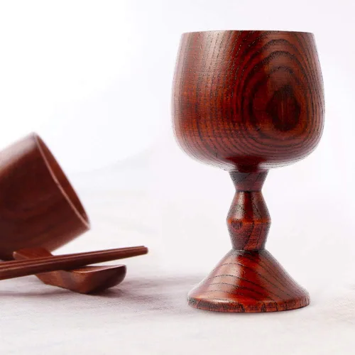 Vista 6 de 1pcs hecho a mano azufaifo madera copa de vino taza de agua 7oz