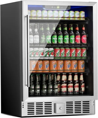 Vista 14 de Erivess - Refrigerador compacto independiente para bebidas, mini refrigerador para 24 latas/0.9 pies cúbicos con puerta frontal de vidrio reversible