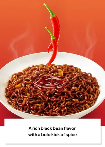 Vista 6 de Paquete de comida coreana Bulramen Picante Carbonara (5 paquetes) y Jajang (5 paquetes)