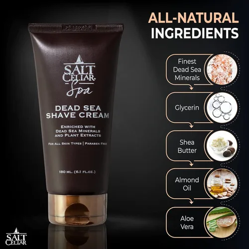 Vista 6 de Salt Cellar Juego de afeitado y después del afeitado del Mar Muerto para hombres, kit de aseo totalmente natural con minerales del mar Muerto