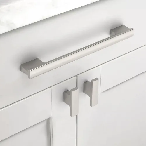 Vista 3 de Paquete de 12 manijas de gabinete de cocina color níquel satinado cepillado de 7 pulgadas (177 mm), tiradores para gabinetes de cocina, accesorios