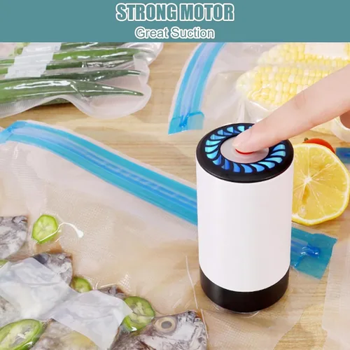 Vista 8 de Empaquetadora al vacío de alimentos de mano recargable por USB, sellador eléctrico ligero para natación, senderismo, necesidades de almacenamiento