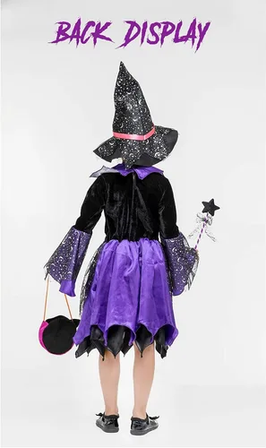 Vista 4 de NA Disfraz de bruja iluminada para niñas disfraz de Halloween para niños