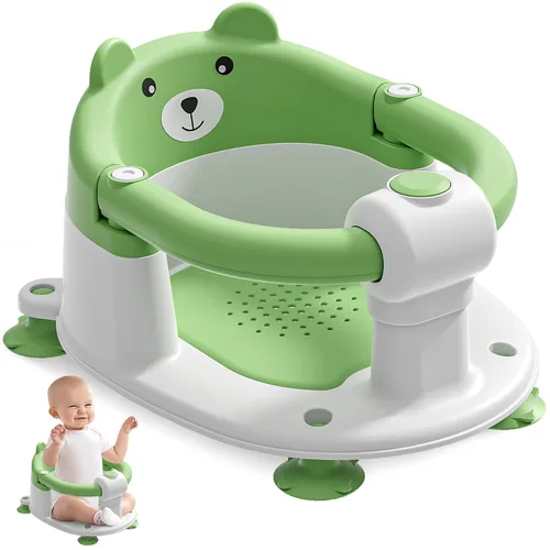 Vista 9 de Asiento de baño para bebés de 6 meses en adelante, asientos de baño antideslizantes para bebés sentados, silla de bañera segura para bebés y recién