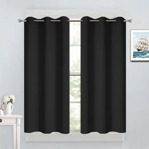 Vista 17 de Yakamok Cortinas opacas para dormitorio, aislamiento térmico, cortinas de oscurecimiento de habitación para sala de estar, juego de 2 paneles