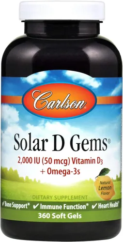 Vista 7 de Carlson Labs Solar D Gems Natural Vitamina D3, 2000 UI, 120 cápsulas blandas