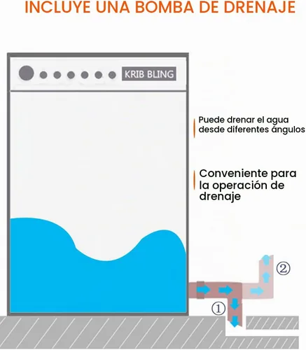 Vista 6 de KRIB BLING Bomba de drenaje portátil de 17.7 libras, lavadora completamente automática con pantalla LED, 10 programas y 8 niveles de agua Dorado