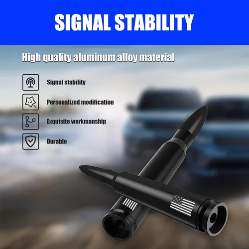 Vista 3 de gunhunt 1 PC Diseño de Bandera Americana Antena para Coche y Camión, Antena de Bala para Coche y Camión, Diseño Antirrobo Mejora la Señal Reemplazo