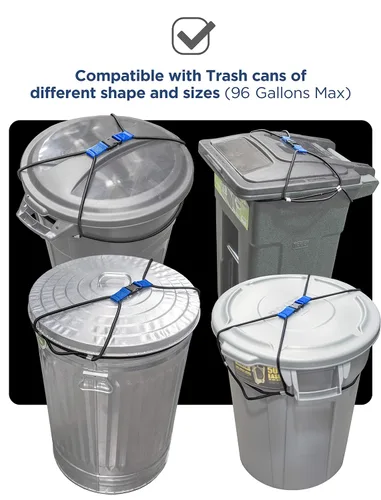 Vista 4 de ENCASED Bloqueo de cubo de basura extra grande para animales/mapaches, cuerda elástica resistente extra grande para exteriores