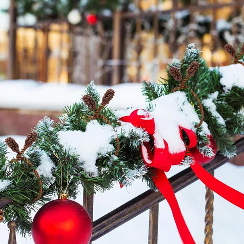 Vista 6 de 16 piezas de ataduras de guirnalda de Navidad marrón - Ataduras reutilizables y flexibles para barandillas de decoración para pasamanos