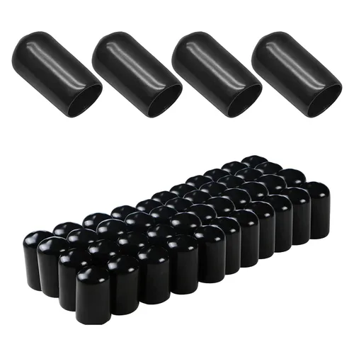 Vista 7 de Cubierta de tapa de extremo redondo de goma 0.08 pulgadas (0.079 in), protectores de rosca de tornillo de PVC flexible de tubería de tubería