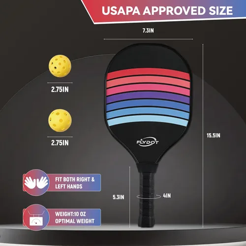 Vista 2 de Juego de 4 palas de pickleball, aprobadas por USAPA, 4 pelotas de pickleball para interiores y exteriores, bolsa de transporte, 4 toallas