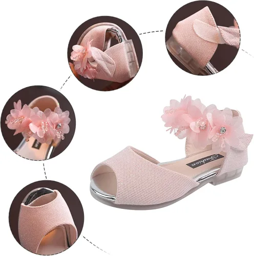 Vista 7 de synia Sandalias de gelatina con velcro para bebé, zapatos de flores antideslizantes para el verano, para niños pequeños, niños grandes