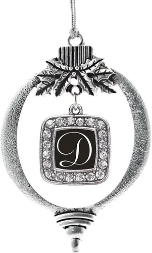 Vista 163 de Inspired Silver - Adorno con dije de reina de rodillo - Adornos navideños cuadrados de plata con joyas de circonita cúbica
