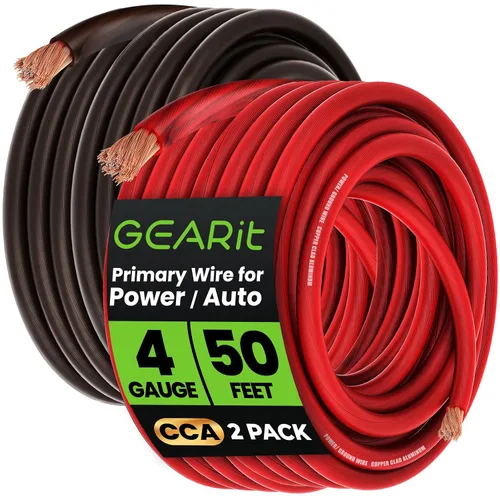 Vista 13 de GEARit Cable de tierra CCA de calibre 4 (25 pies cada uno - negro y rojo) Kit todo en uno: herramienta de engarzado, cortador, 15 terminales y 20