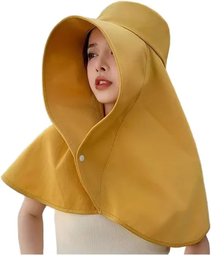 Vista 9 de Women's UPF50+ Sun Hat with Neck Cover Wide Brim Foldable Fishing Cap Beige