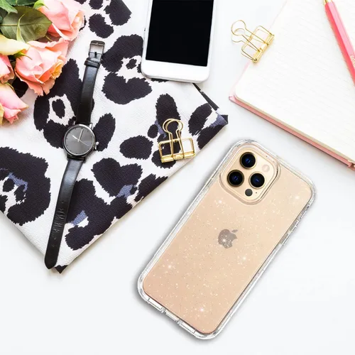 Vista 9 de Funda protectora completa con purpurina cristalina para iPhone 13 Pro Max híbrida 3 en 1, resistente a prueba de golpes, para mujeres y niñas