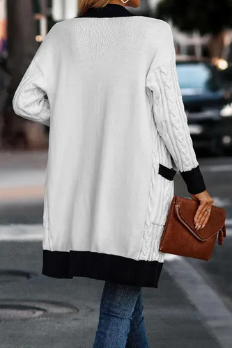 Vista 2 de PRETTYGARDEN Womens 2024 Fall Open Front Loose Cable Knit Long Sleeve Cardigan Sweaters
