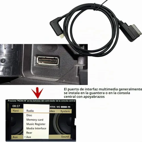 Vista 3 de Adaptador auxiliar MDI tipo C, interfaz de audio de música 2 en 1 compatible con Mercedes Benz para 17 16 Pro Max Air 15 Pro Max 15 Plus Android