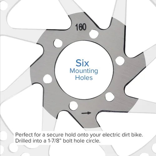 Vista 3 de AlveyTech Rotor de disco de freno delantero para motos eléctricas Razor MX500 y MX650 – Rotores para frenos de bicicleta de cohete, 6-1/4 pulgadas