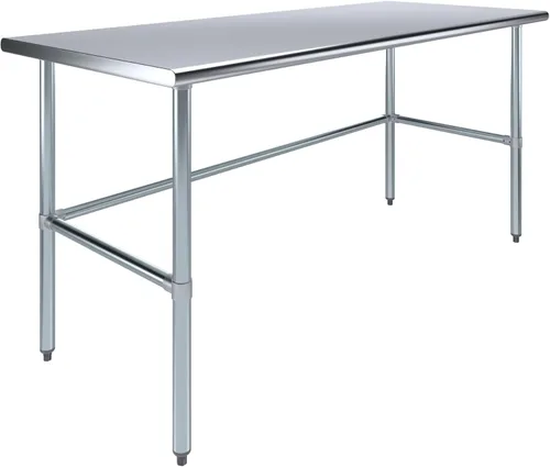 Vista 29 de Mesa de Trabajo de Acero Inoxidable con Base Abierta de 24" x 14" – Mesa Comercial Compacta Certificada NSF con Patas Galvanizadas para Cocinas