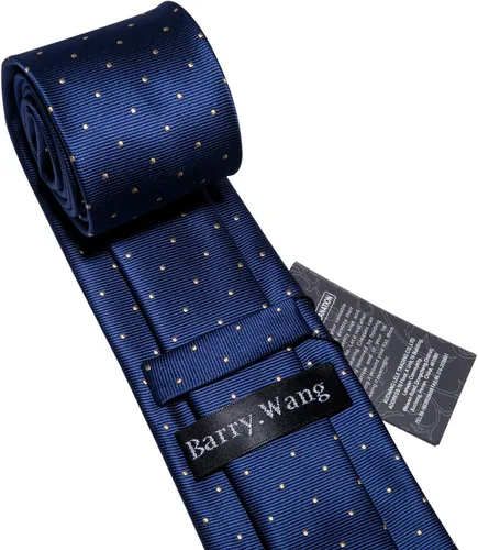 Vista 123 de Barry.Wang Corbatas de seda para hombre, diseño de lunares, gemelos cuadrados de bolsillo, gemelos para negocios, boda