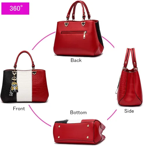 Vista 2 de Bolsos de mano para mujer, bolsos de mano de piel sintética para mujer