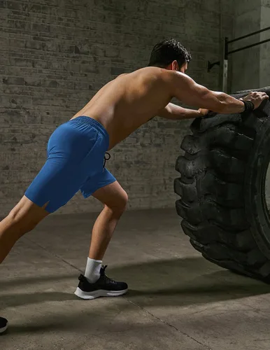 Vista 2 de COOFANDY - Paquete de 2 pantalones cortos de entrenamiento para hombre de 7 pulgadas, de secado rápido, pantalones cortos deportivos ligeros