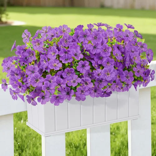 Vista 22 de Lifewit Flores artificiales para exteriores, 12 paquetes de flores falsas de plástico para decoración del jardín del hogar, plantas sintéticas