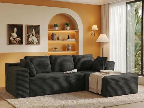 Vista 12 de Gizoon - Sofá modular modular sin hueso para sala de estar, sofá esponjoso de pana con asiento profundo de gran tamaño Beige