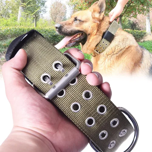 Vista 10 de Collar de perro grande resistente – 2 pulgadas de ancho con asa para perros de razas extra grandes, collar táctico de nailon a prueba de mordidas