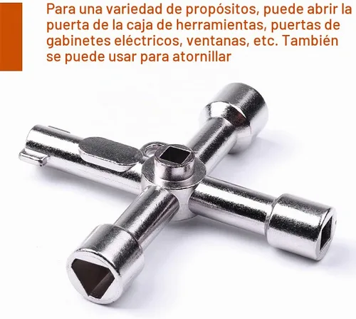 Vista 7 de ATOPLEE Llave de gabinete eléctrica, llave de 4 vías antioxidante pulida superficial, llave cruzada de triángulo/cuadrado/panel para grifo, medidor