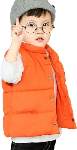 Vista 2 de LANBAOSI Chaleco de invierno lindo de cuello alto para bebés y niñas y niños