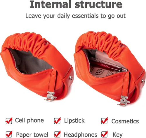 Vista 4 de KingTo Bolso pequeño de hombro para mujer, bolso de mano suave de diseñador en la nube, bolso cruzado ligero