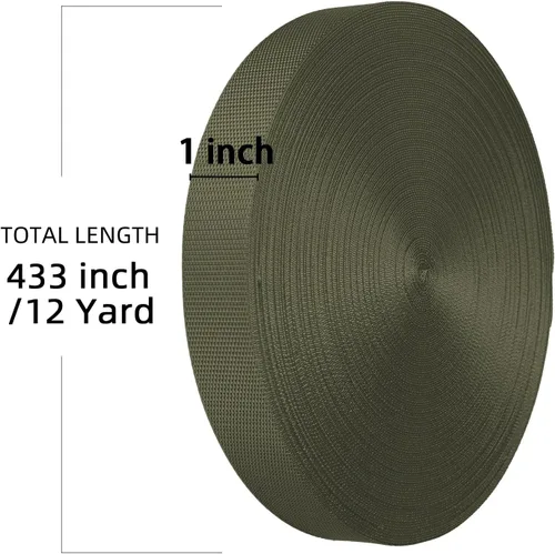 Vista 4 de Correa de nailon de 1 pulgada y 1.5 pulgadas, correa de nailon resistente de 12 yardas, correa duradera para equipo de interior o exterior