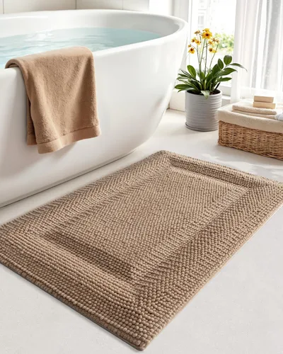 Vista 5 de DEXI Alfombrillas de baño para el baño 16x24, alfombra de baño antideslizante lavable, alfombrilla de baño de chenilla gruesa y suave absorbente