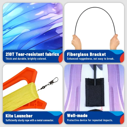 Vista 4 de SGftre Cometa de mariposa para niños y niñas, fácil de volar, juguete perfecto para niños y adultos, ideal para diversión en la playa y actividades