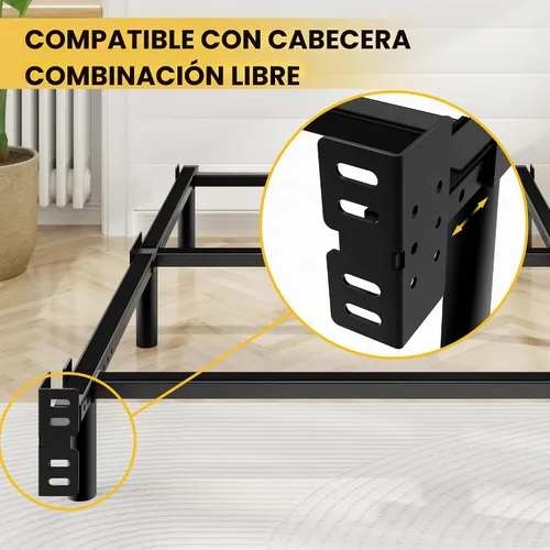Vista 7 de Awesofurni Marco de Cama Individual, Marco de Cama de Metal Basics de 7 Pulgadas, Base Resistente de 9 Patas para Somier y Colchón, Sin Ruido, Fácil